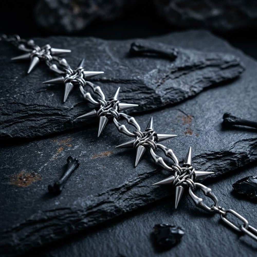 Punk Studded Stainless Steel Clavicle Necklace