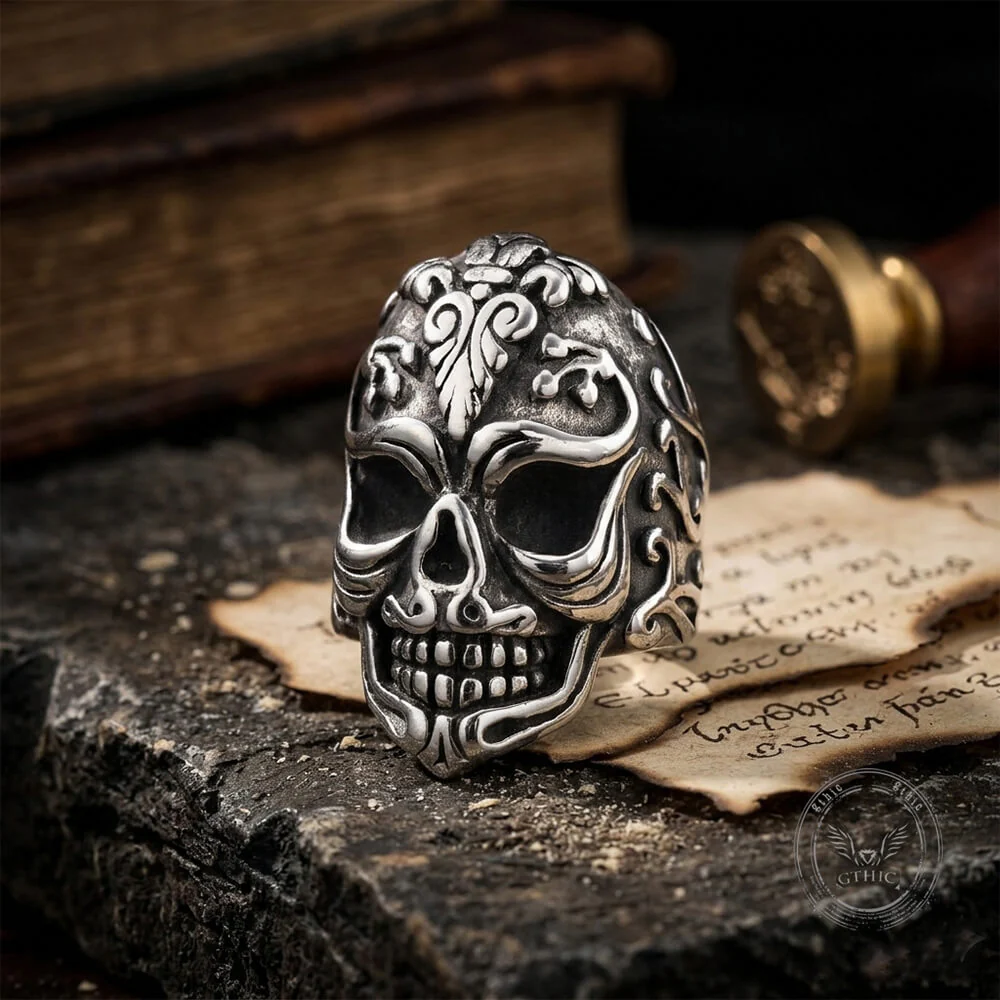 Vintage Skull Filigree Stainless Steel Gothic Ring
