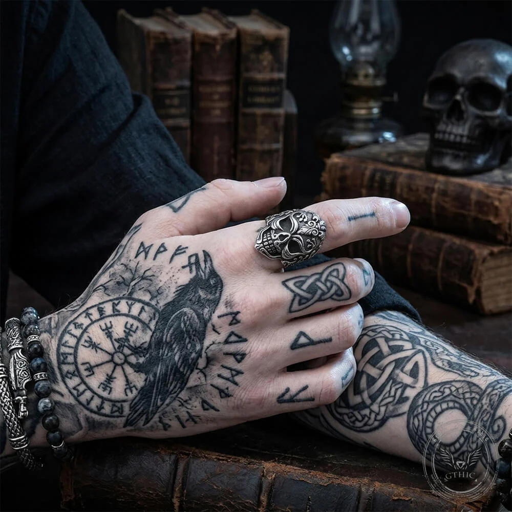 Vintage Skull Filigree Stainless Steel Gothic Ring