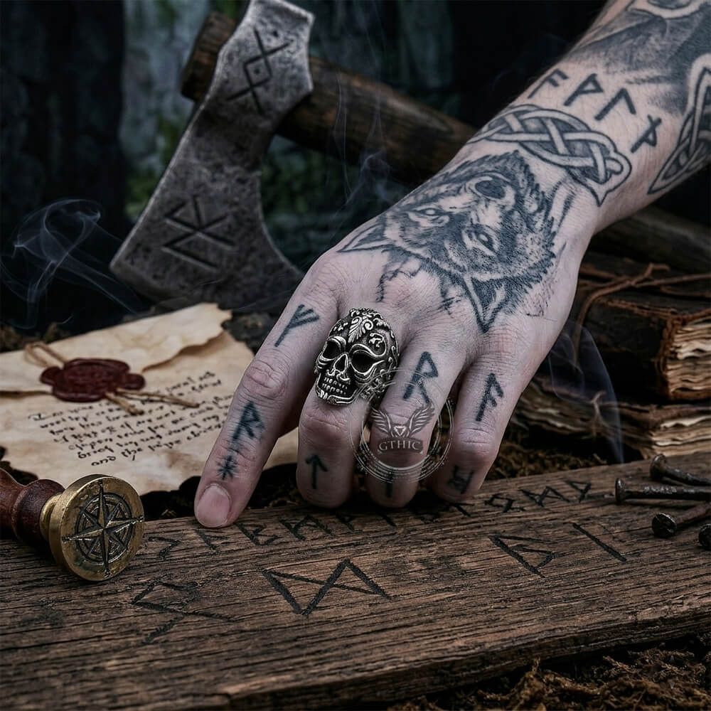 Vintage Skull Filigree Stainless Steel Gothic Ring
