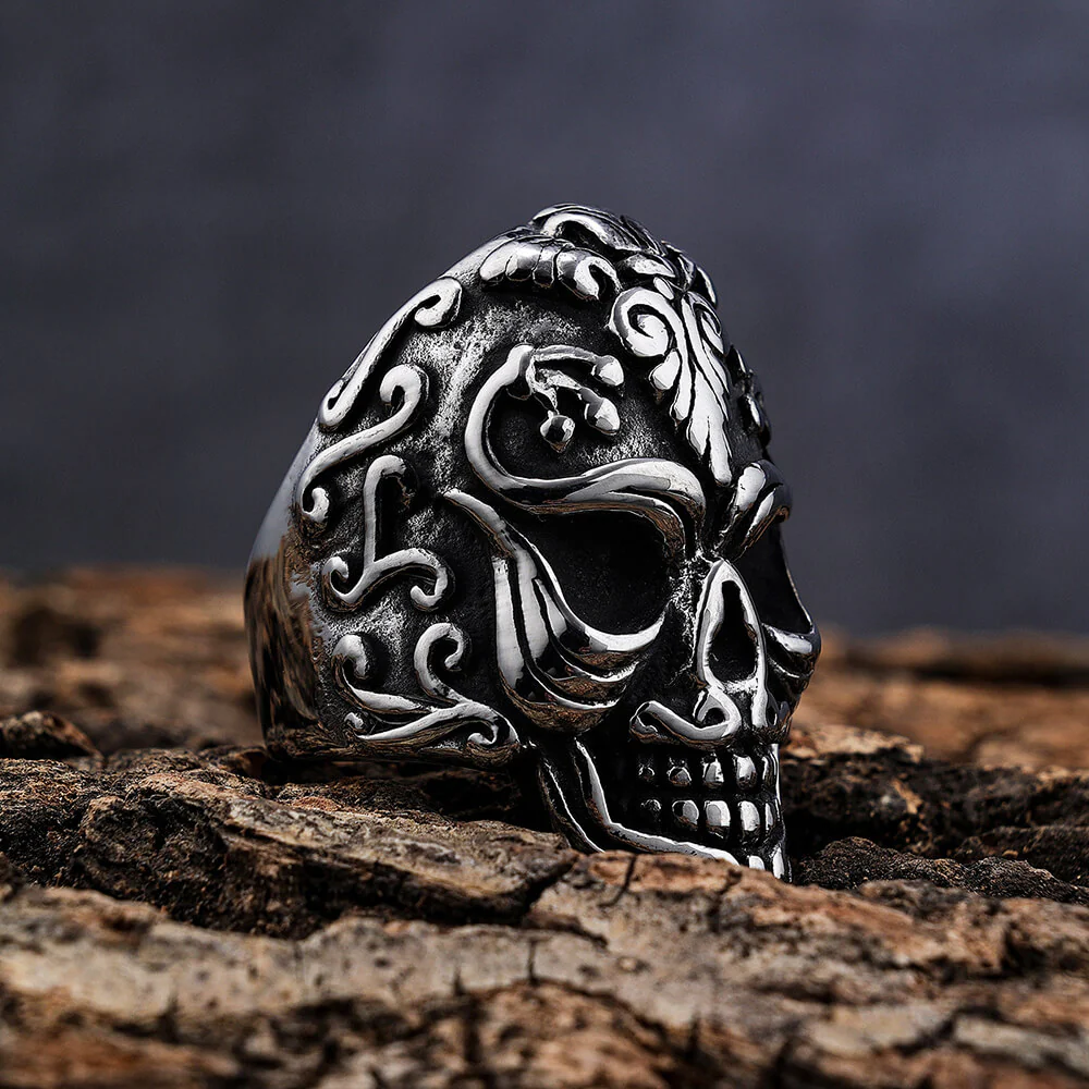 Vintage Skull Filigree Stainless Steel Gothic Ring