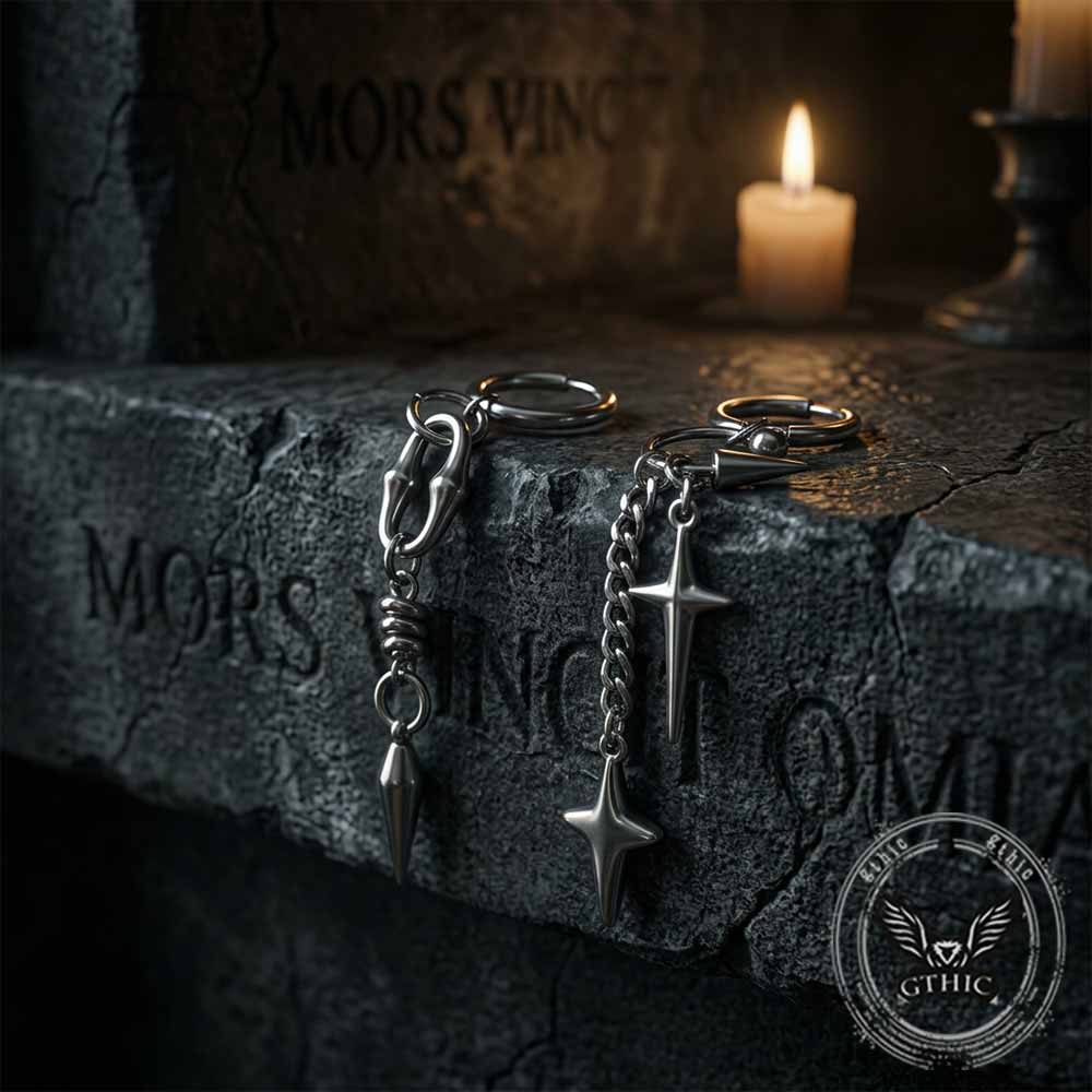 19271-hip-hop-star-cross-asymmetrical-dangle-earrings-1.jpg Hip Hop Star Cross Asymmetrical Dangle Earrings