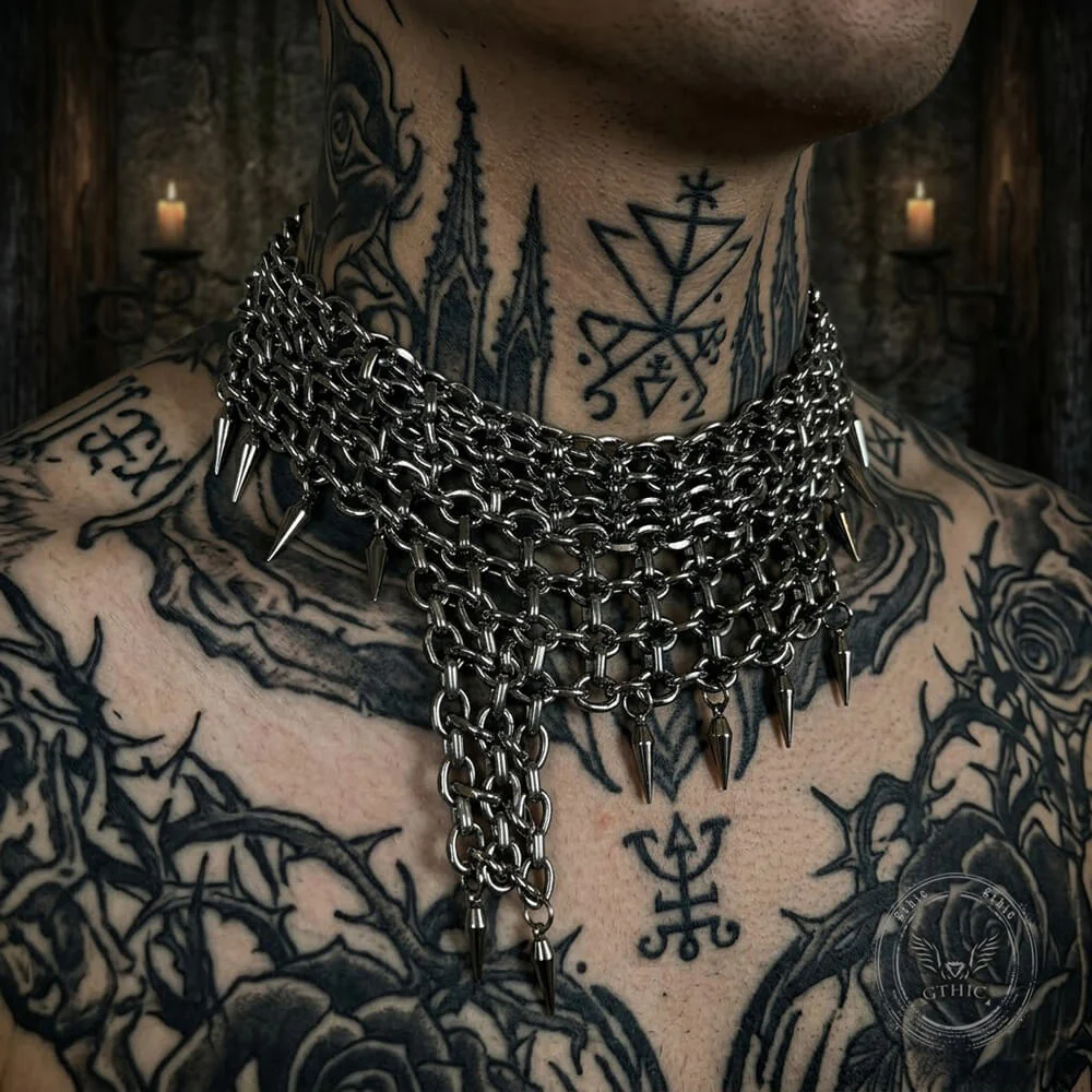 19275-multi-layered-studded-punk-stainless-steel-clavicle-necklace-1.webp Multi-Layered Studded Punk Stainless Steel Clavicle Necklace