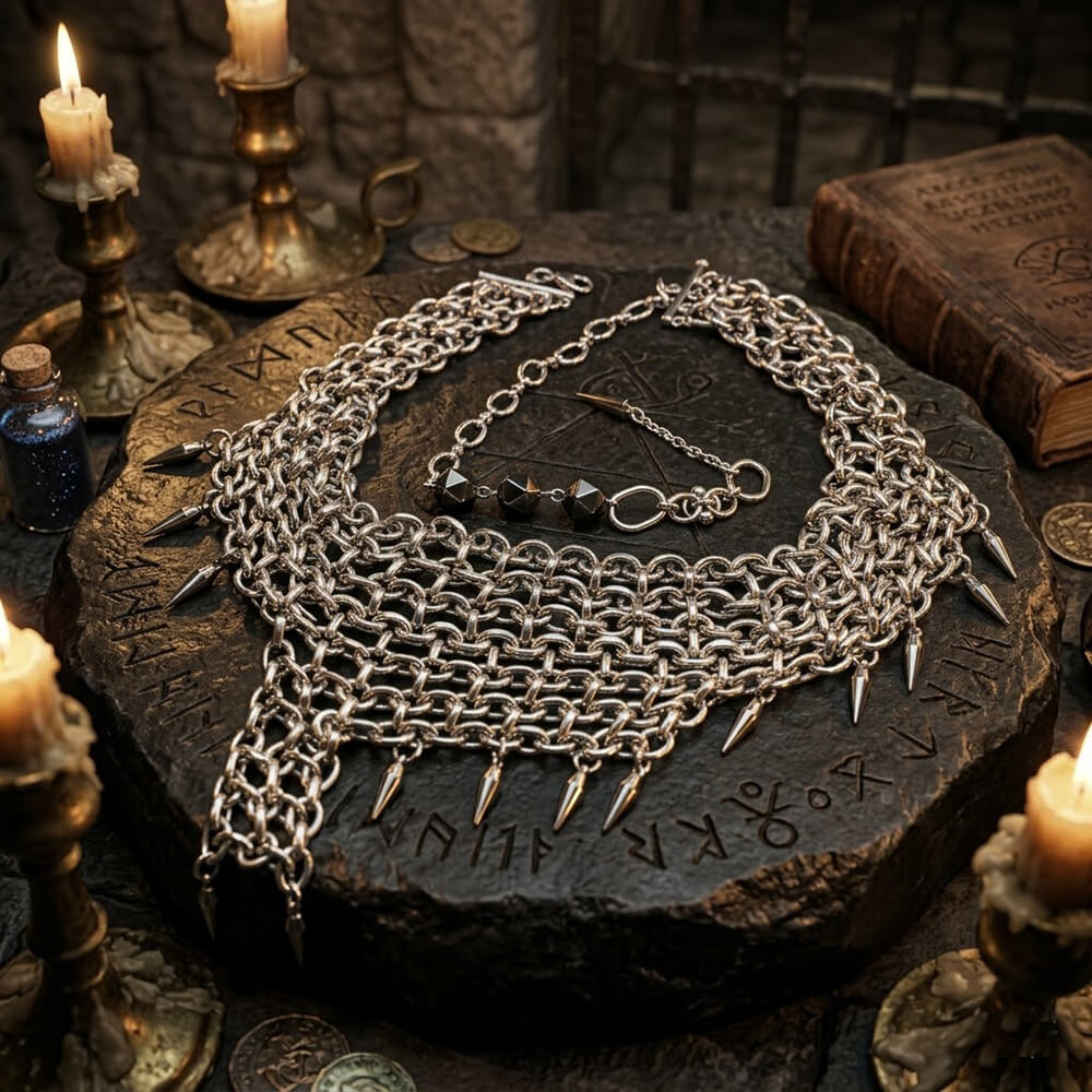 19275-multi-layered-studded-punk-stainless-steel-clavicle-necklace-5.jpg Multi-Layered Studded Punk Stainless Steel Clavicle Necklace