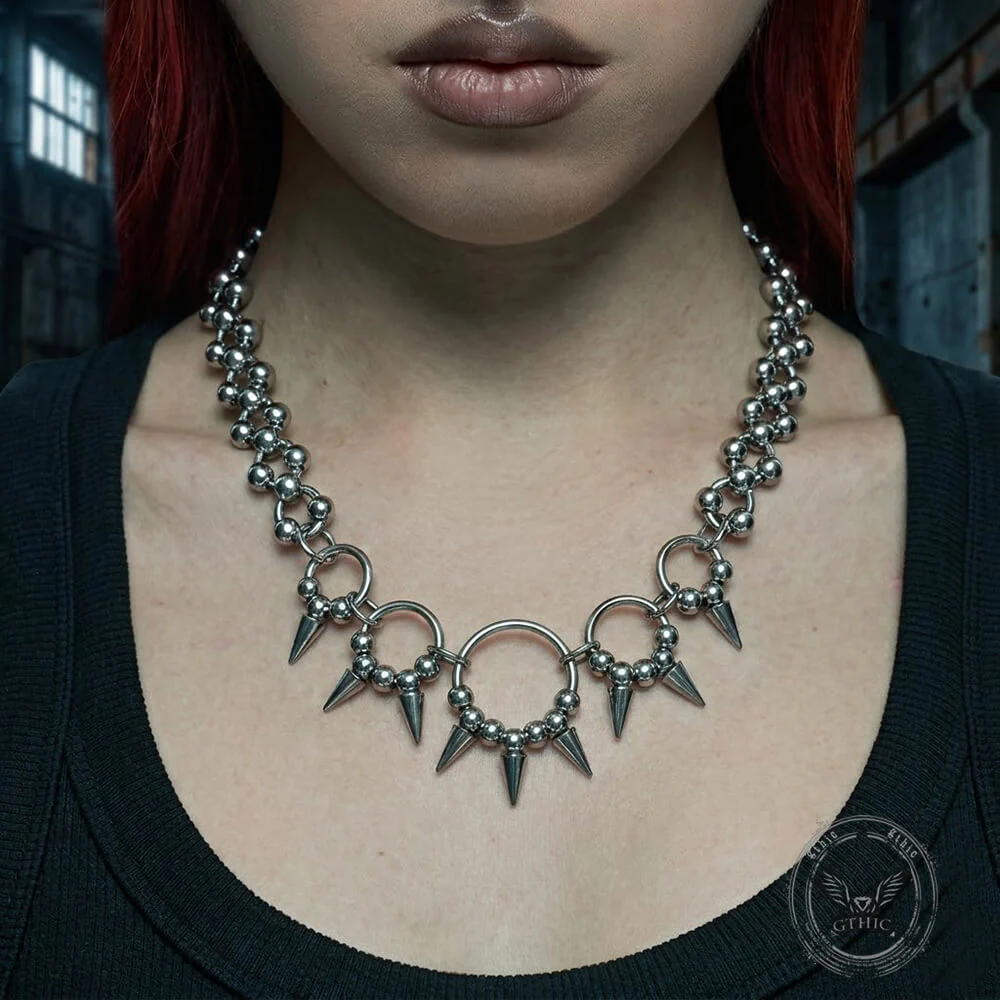 19287-personalized-studded-ring-stainless-steel-clavicle-necklace-1.webp Personalized Studded Ring Stainless Steel Clavicle Necklace