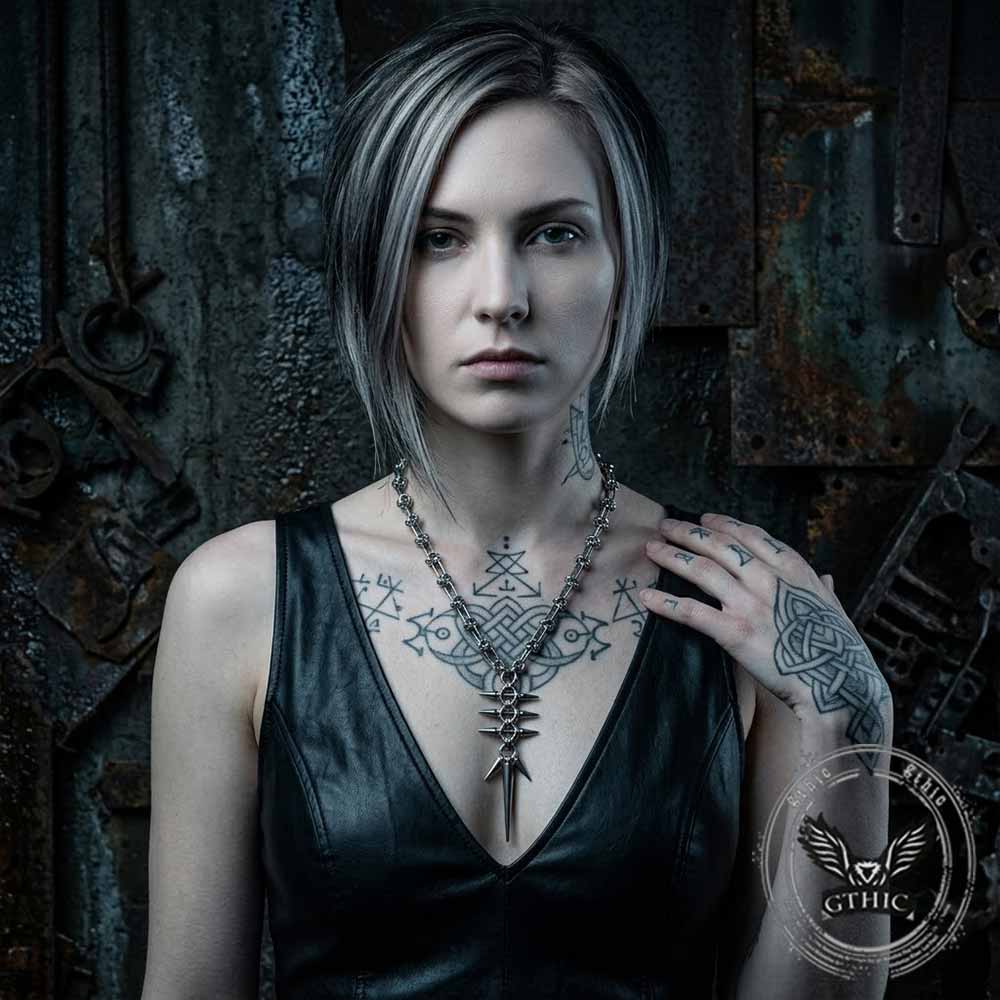 Punk Spiked Piercing Stainless Steel Clavicle Necklace