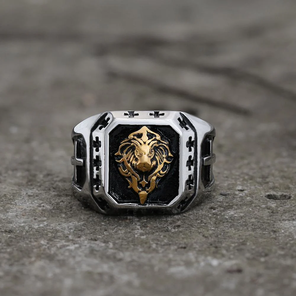 Golden Lion Stainless Steel Beast Ring