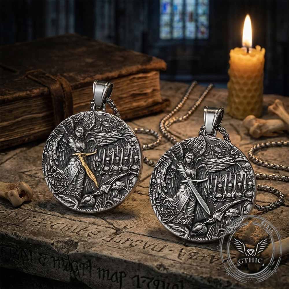 Vintage Angels And Demons Michael Stainless Steel Pendant