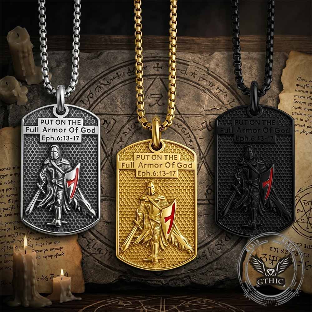 Vintage Full Armor of God Knight Stainless Steel Pendant