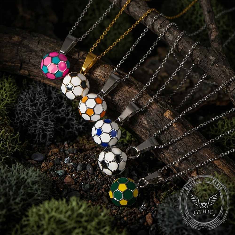 Simple Drip Glue Soccer Ball Stainless Steel Pendant