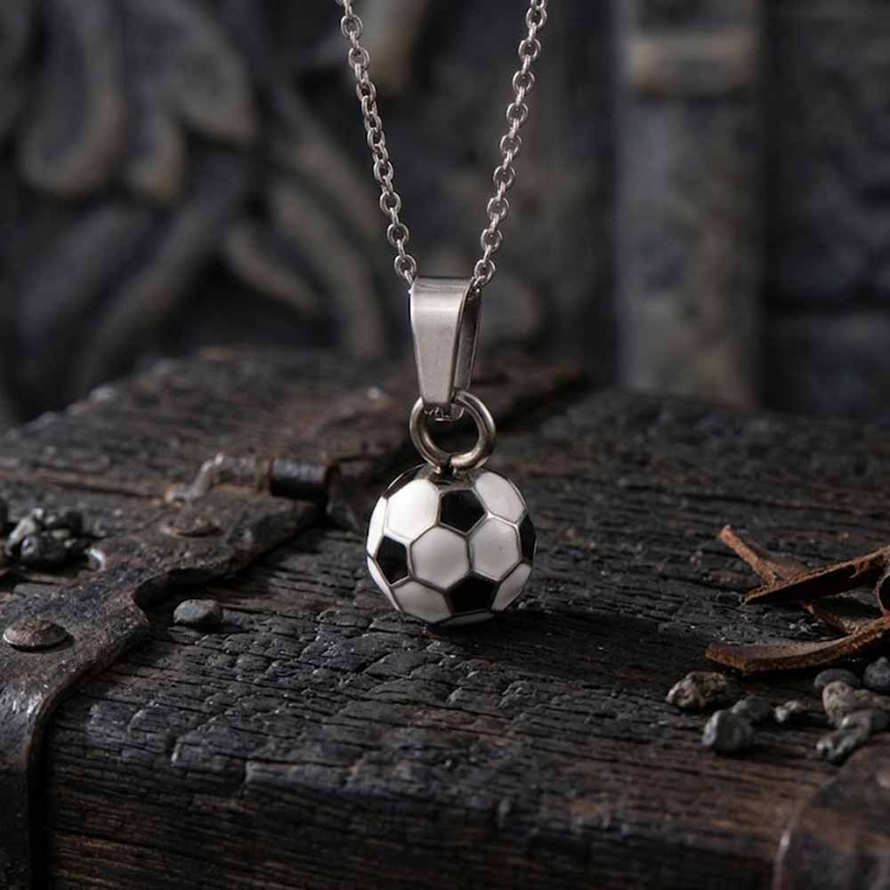 Simple Drip Glue Soccer Ball Stainless Steel Pendant