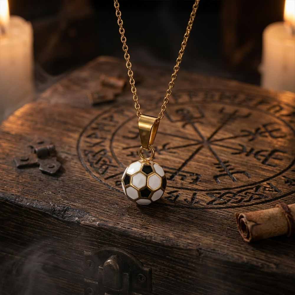 Simple Drip Glue Soccer Ball Stainless Steel Pendant