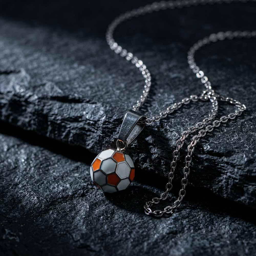Simple Drip Glue Soccer Ball Stainless Steel Pendant