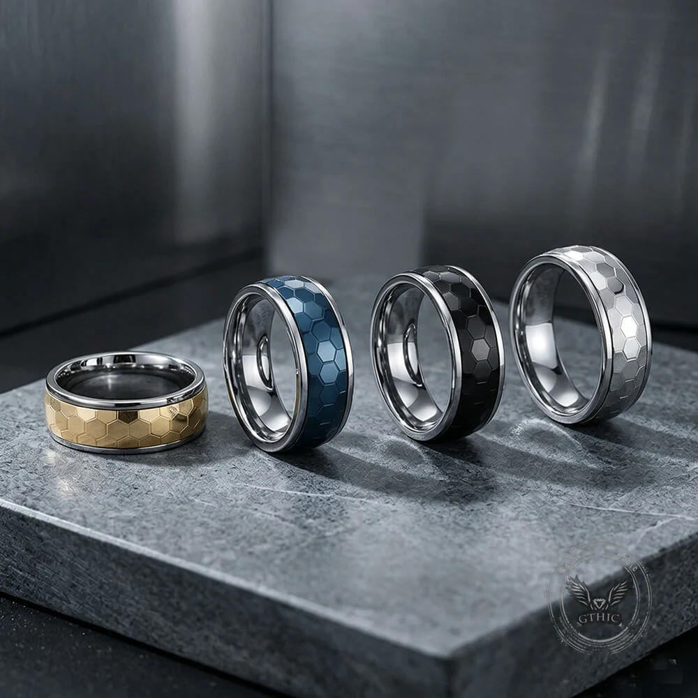 Simple Soccer Pattern Stainless Steel Spinner Ring