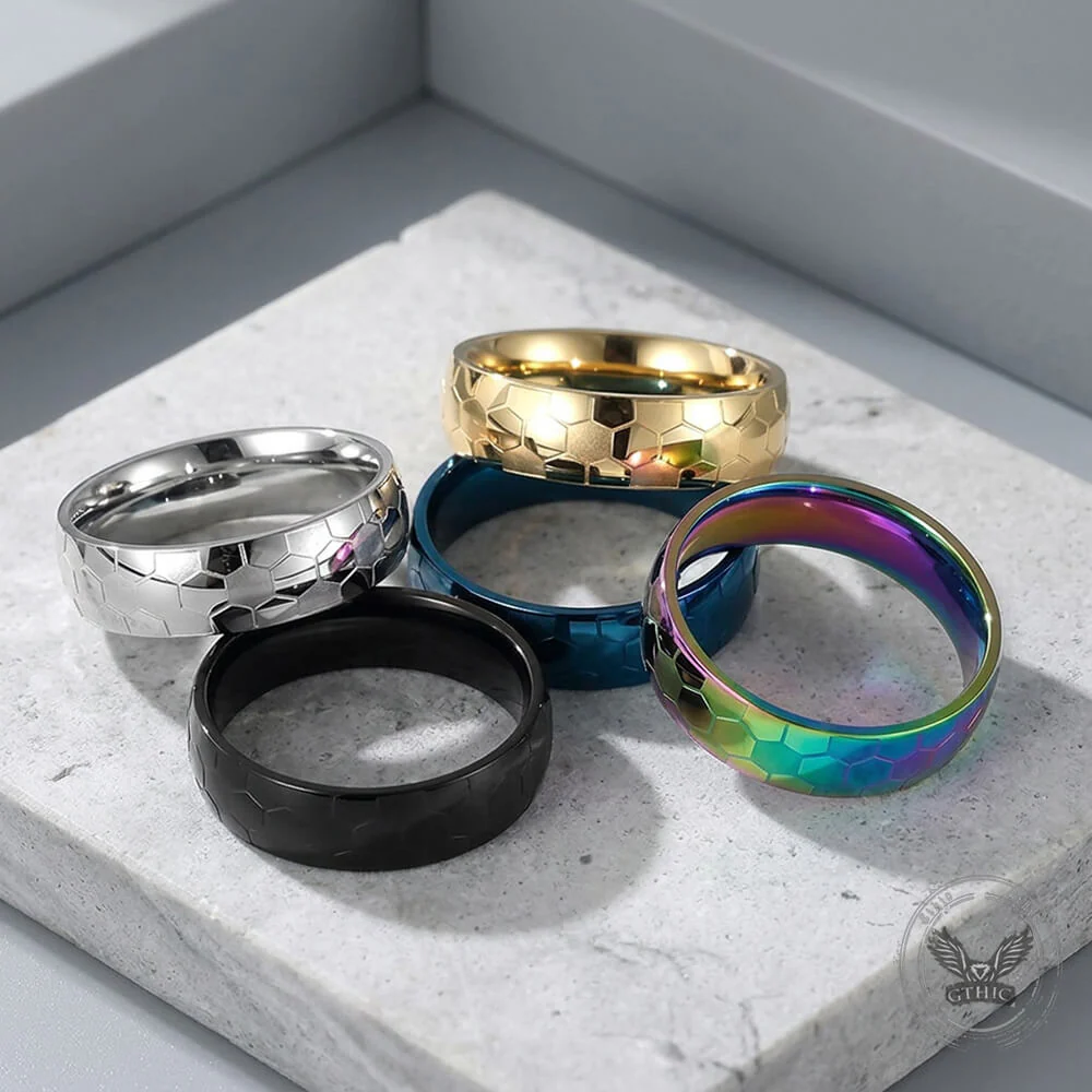 Soccer Pattern Minimalism Stainless Steel Band Ring