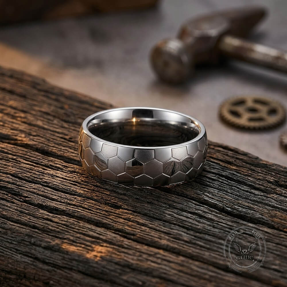 Soccer Pattern Minimalism Stainless Steel Band Ring