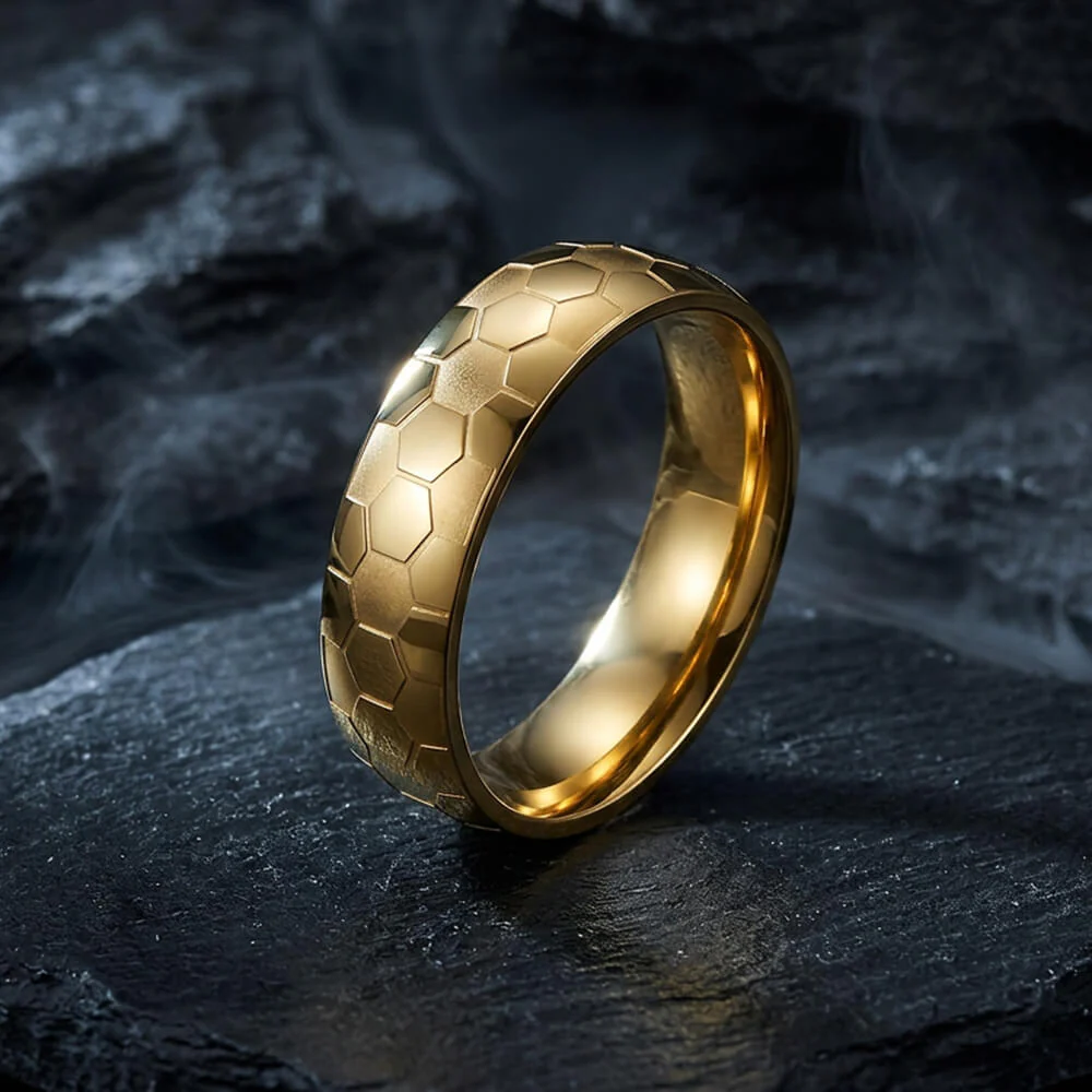 Soccer Pattern Minimalism Stainless Steel Band Ring