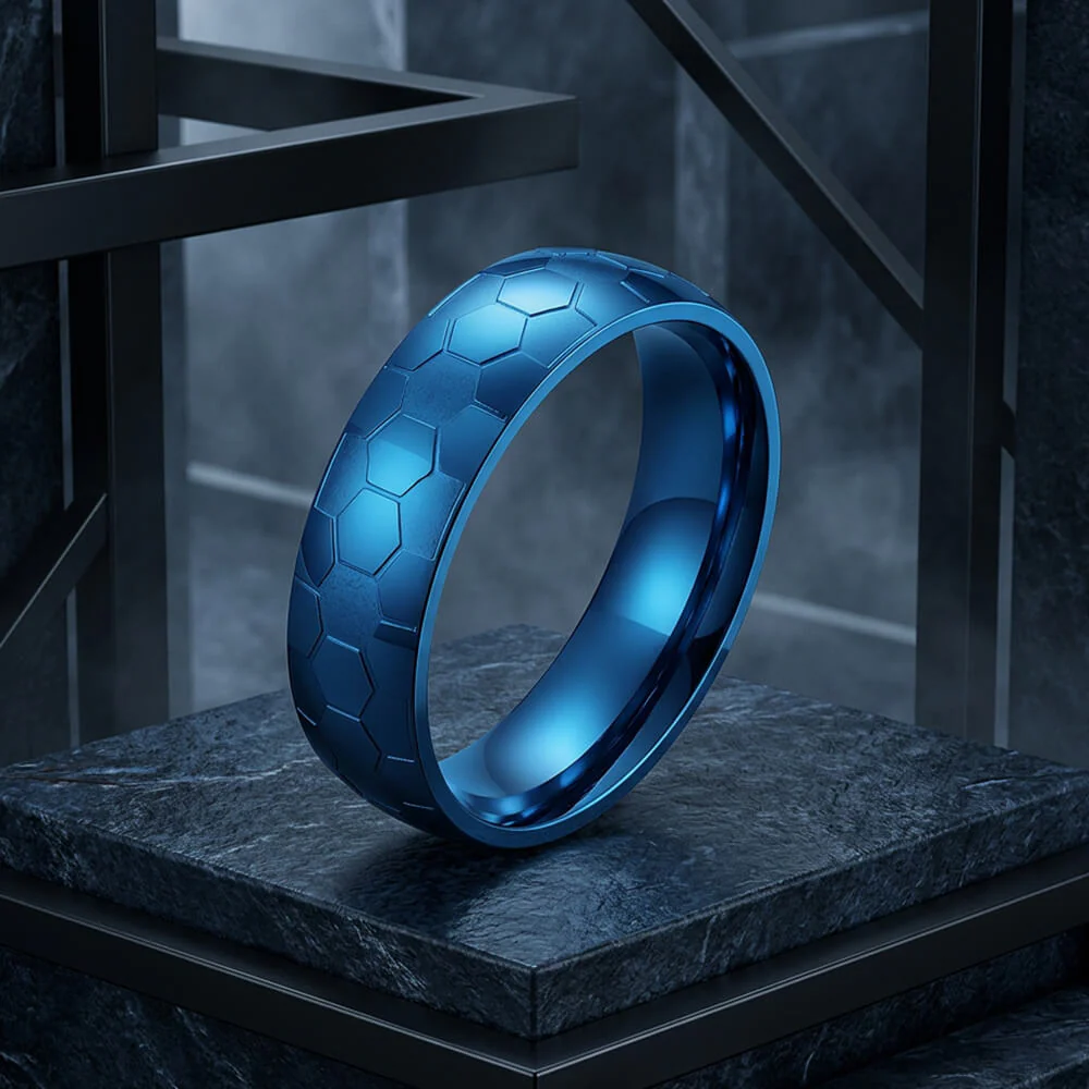 Soccer Pattern Minimalism Stainless Steel Band Ring