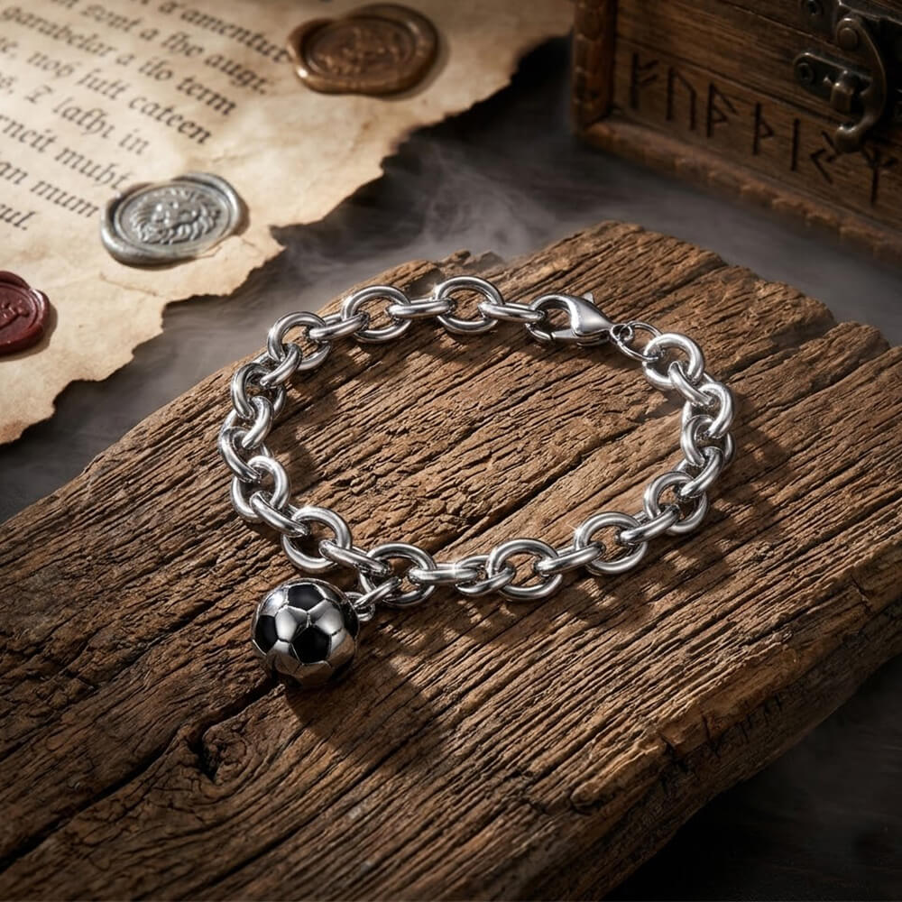 Fashion Soccer Pendant Stainless Steel Fans Bracelet