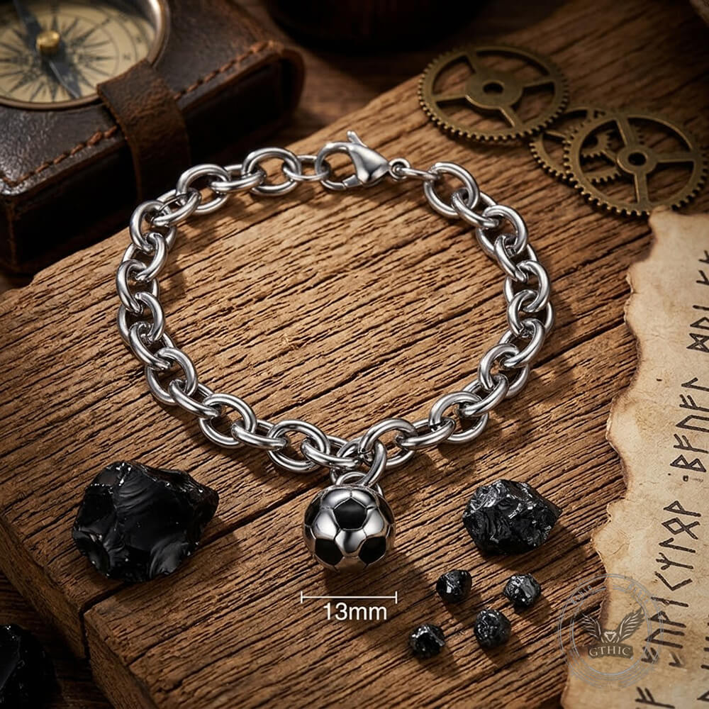 Fashion Soccer Pendant Stainless Steel Fans Bracelet