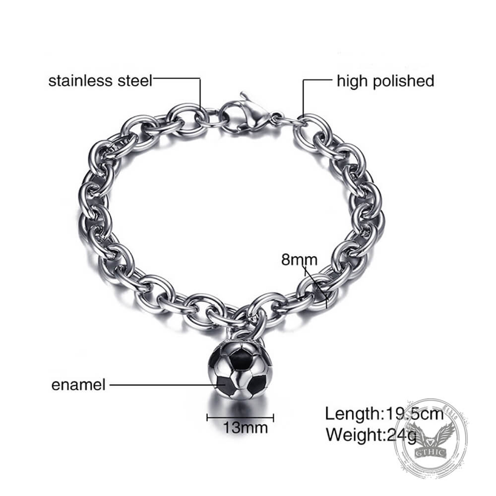 Fashion Soccer Pendant Stainless Steel Fans Bracelet