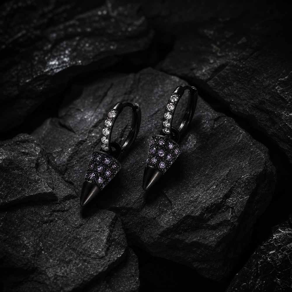 Simple Full-Zircon Cone Stainless Steel Earrings