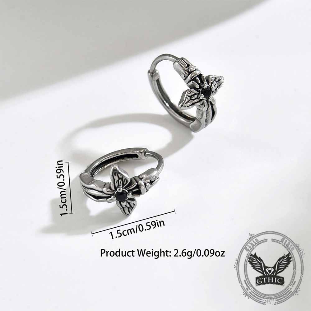 Vintage Curved Sword Cross Stainless Steel Earrings