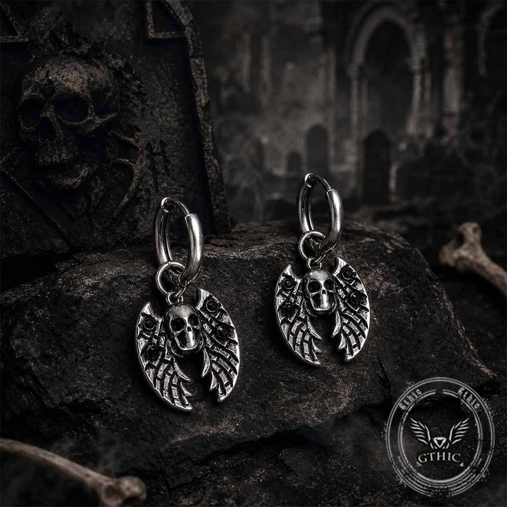 19495-gothic-bat-skull-stainless-steel-dangle-earrings-1.jpg Gothic Bat Skull Stainless Steel Dangle Earrings