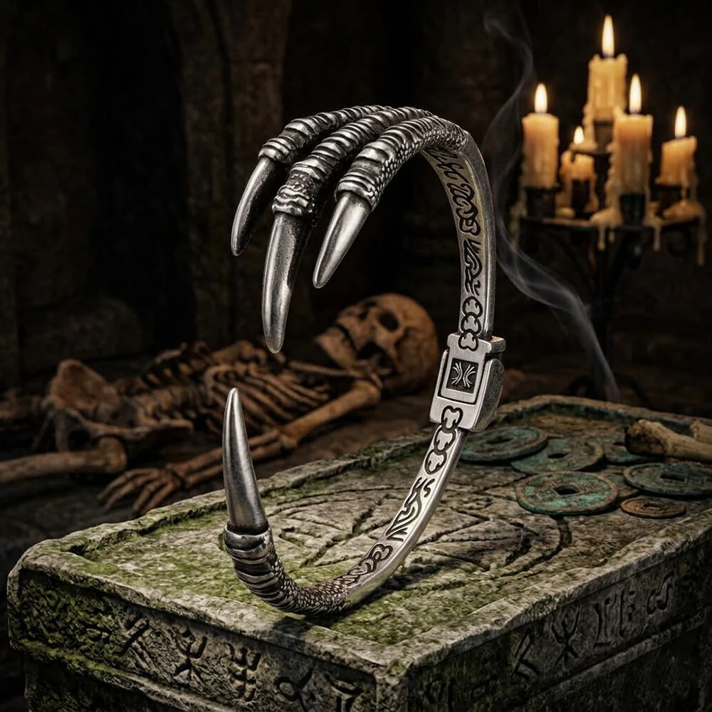 Punk-Style Dragon Claw Stainless Steel Open Bracelet