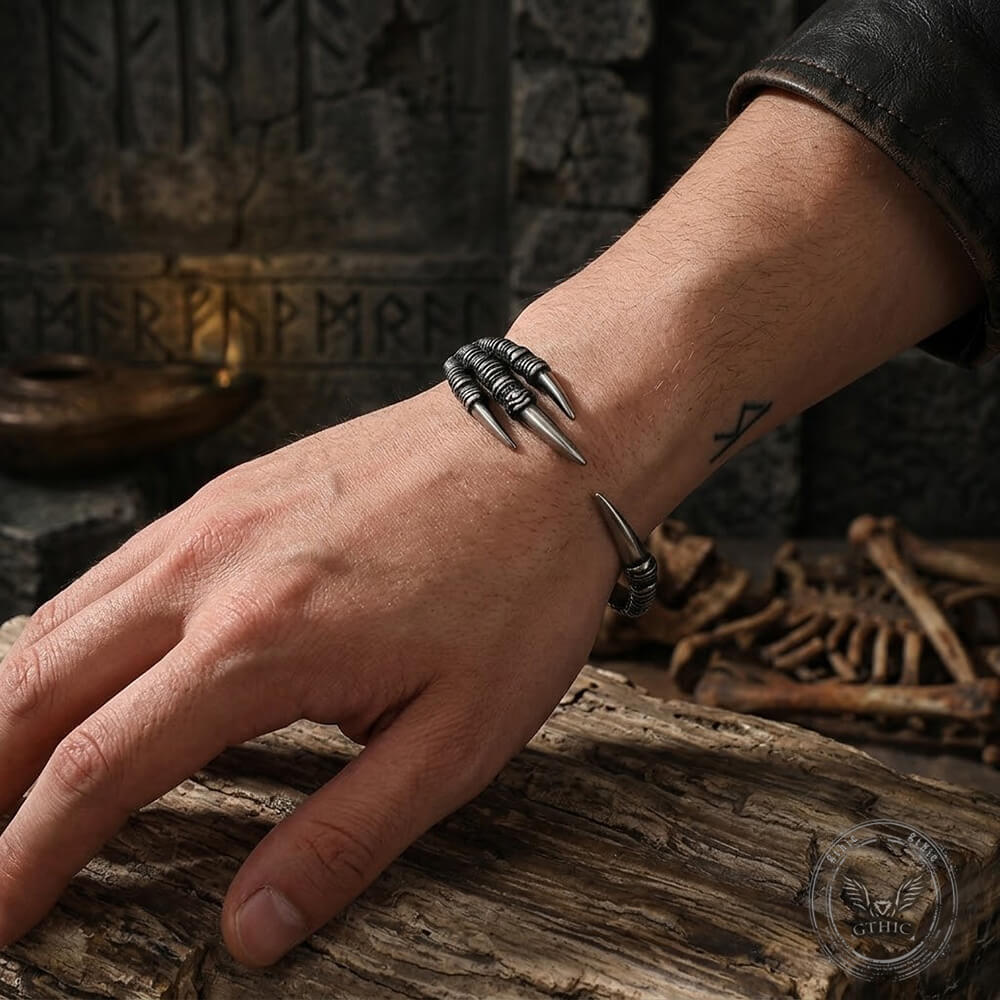 Punk-Style Dragon Claw Stainless Steel Open Bracelet