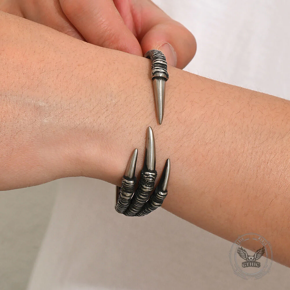 Punk-Style Dragon Claw Stainless Steel Open Bracelet