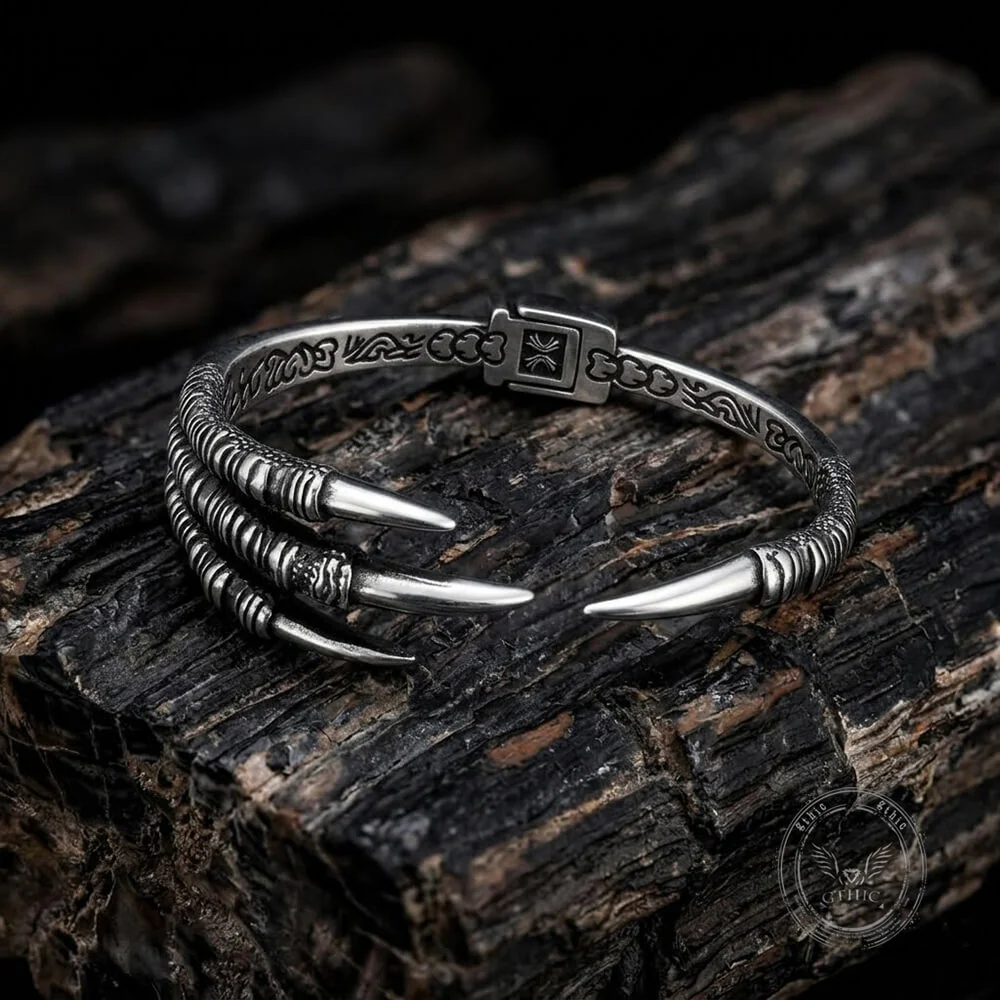 Punk-Style Dragon Claw Stainless Steel Open Bracelet