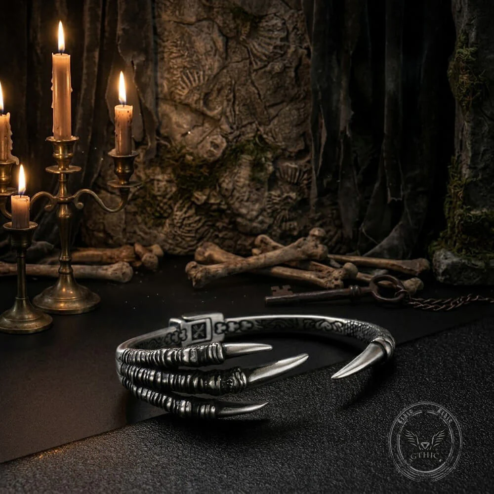 Punk-Style Dragon Claw Stainless Steel Open Bracelet