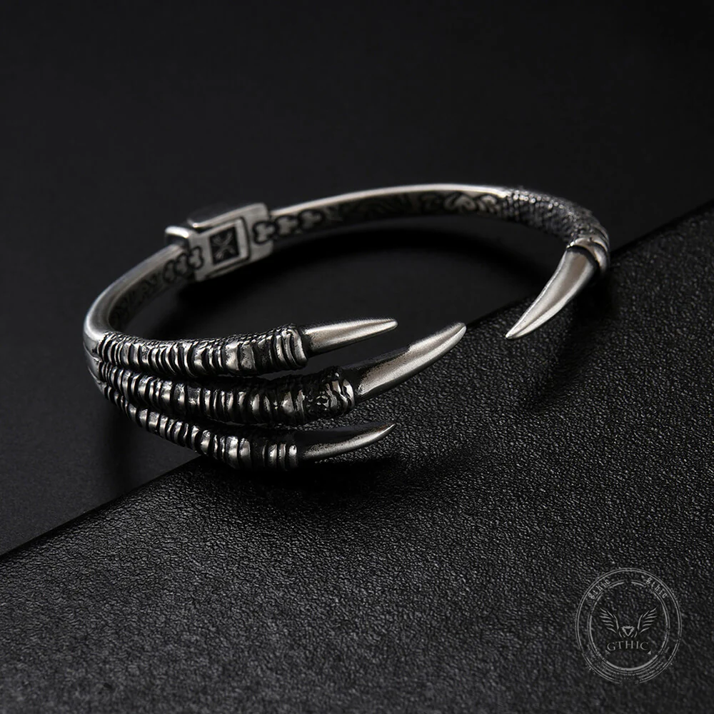 Punk-Style Dragon Claw Stainless Steel Open Bracelet