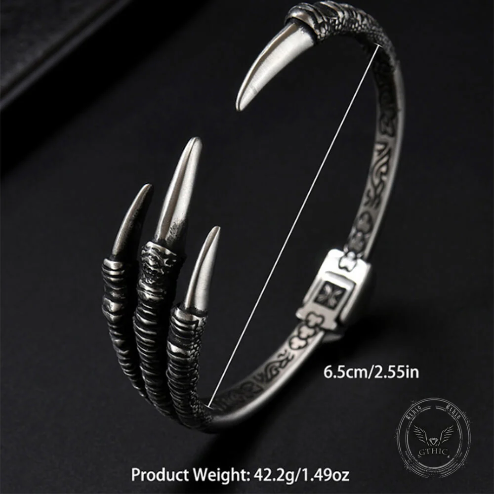 Punk-Style Dragon Claw Stainless Steel Open Bracelet