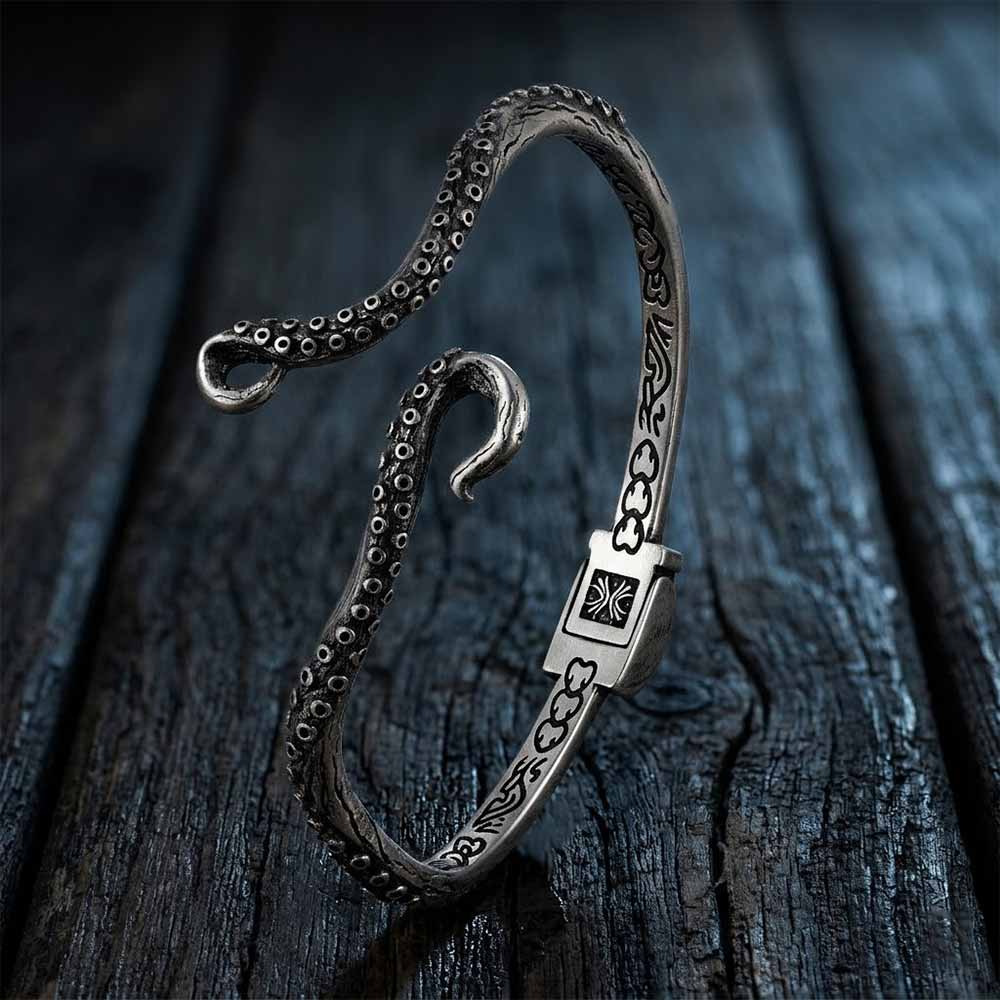 Vintage Octopus Tentacle Stainless Steel Cuff Bracelet