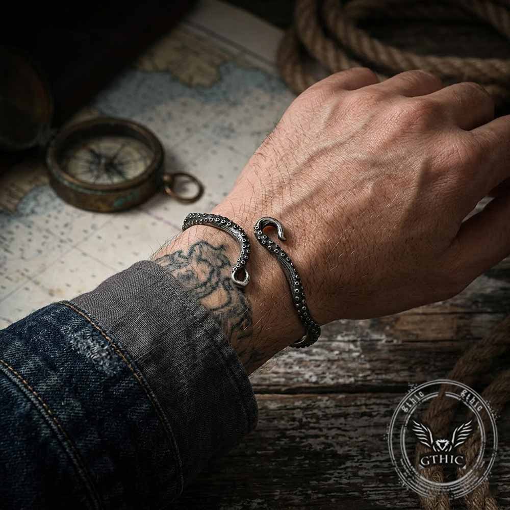 Vintage Octopus Tentacle Stainless Steel Cuff Bracelet