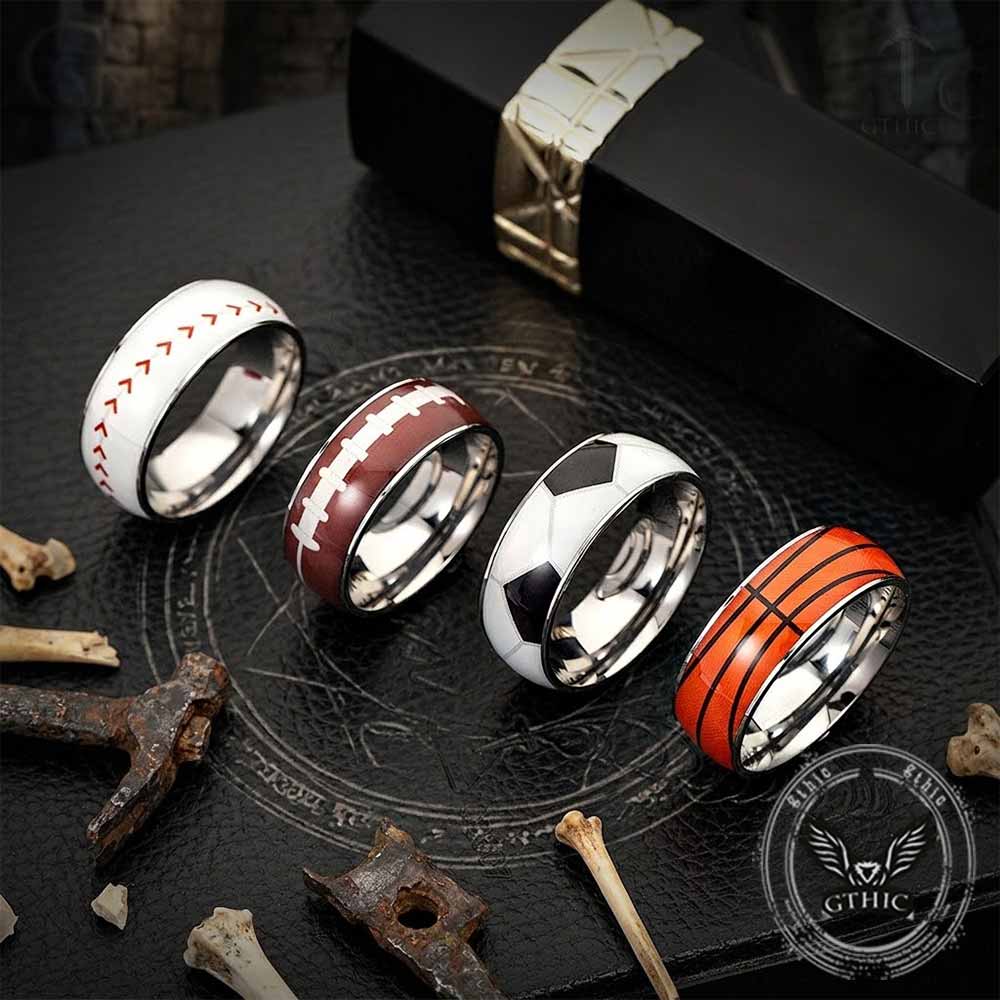 Fashion Sports Ball Pattern Stainless Steel Ring