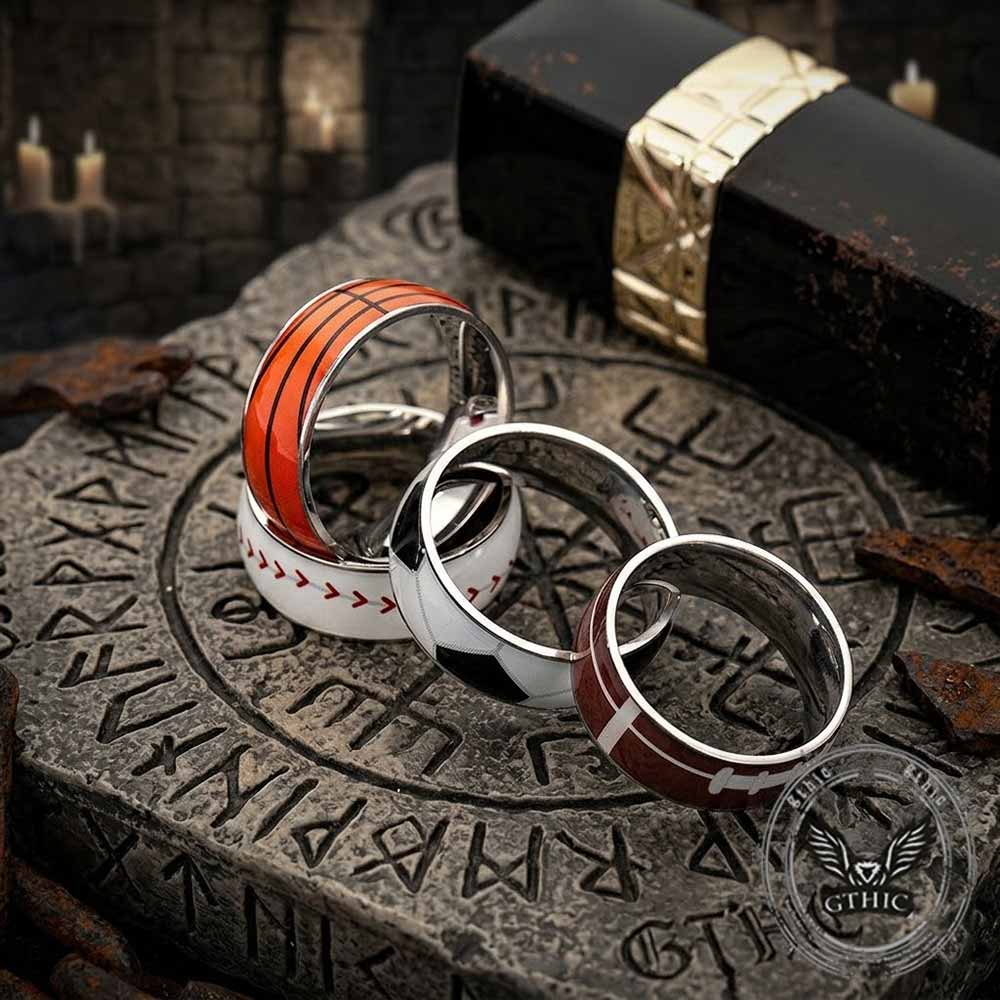 Fashion Sports Ball Pattern Stainless Steel Ring