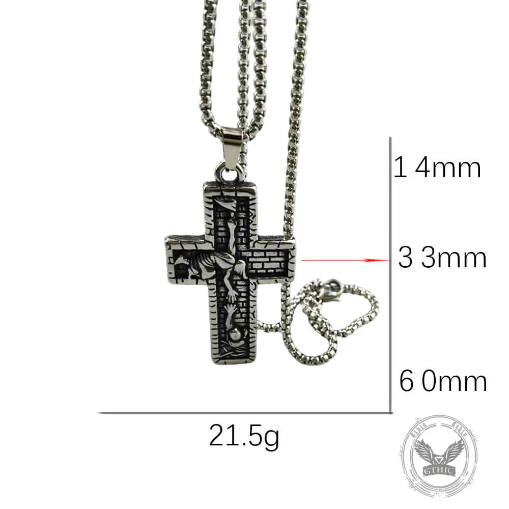 Vintage Snake Rose Cross Stainless Steel Pendant
