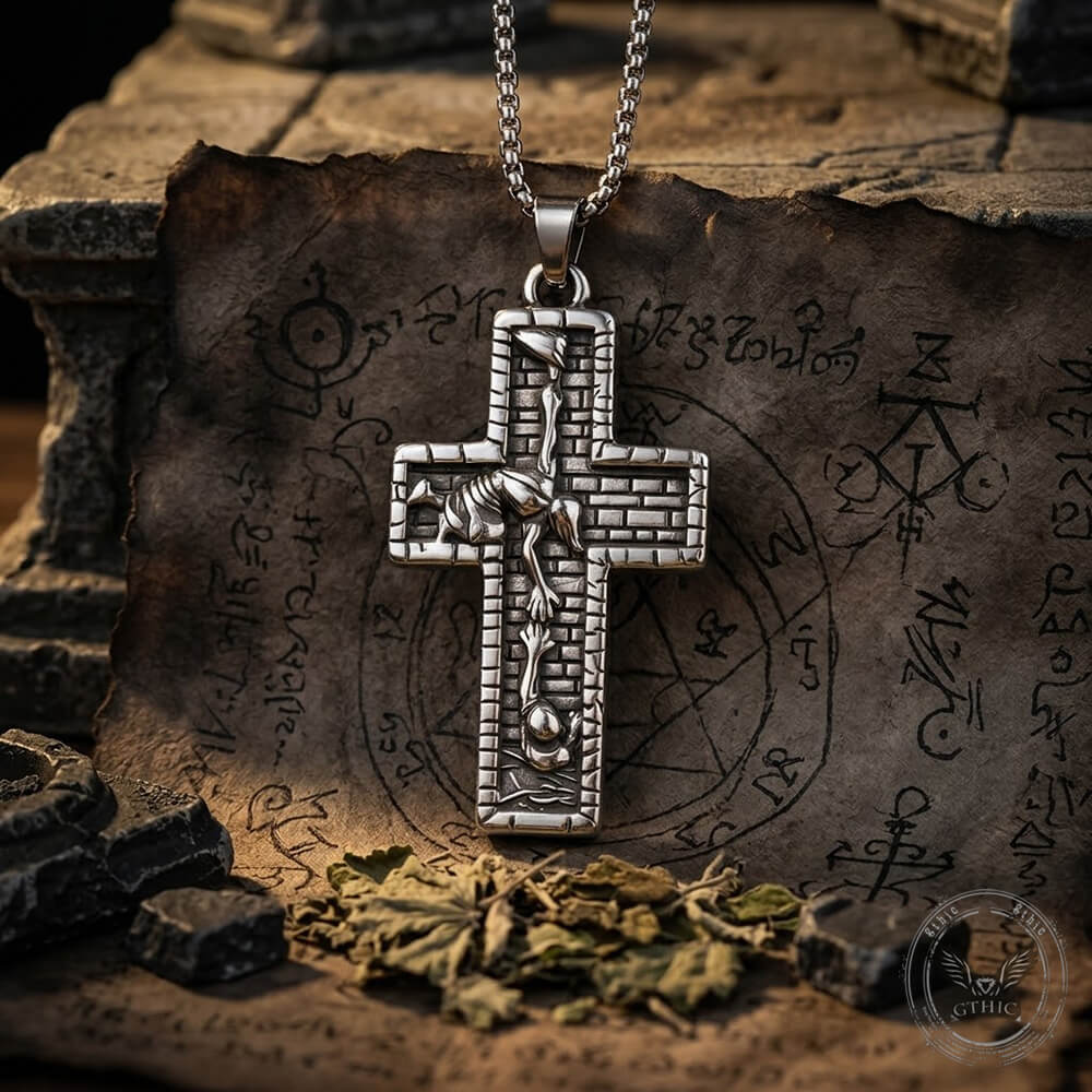 Vintage Snake Rose Cross Stainless Steel Pendant