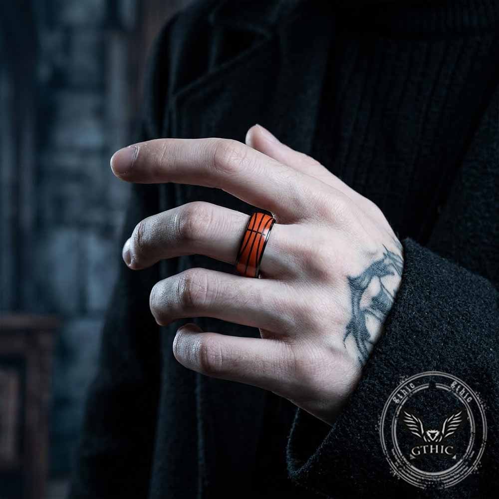 Fashion Sports Ball Pattern Stainless Steel Spinner Ring