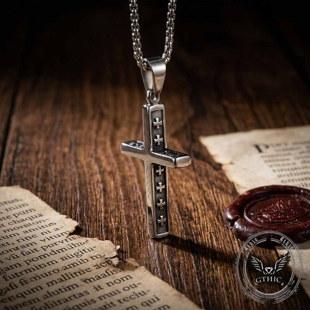 Vintage Multi-Cross Stainless Steel Religious Pendant