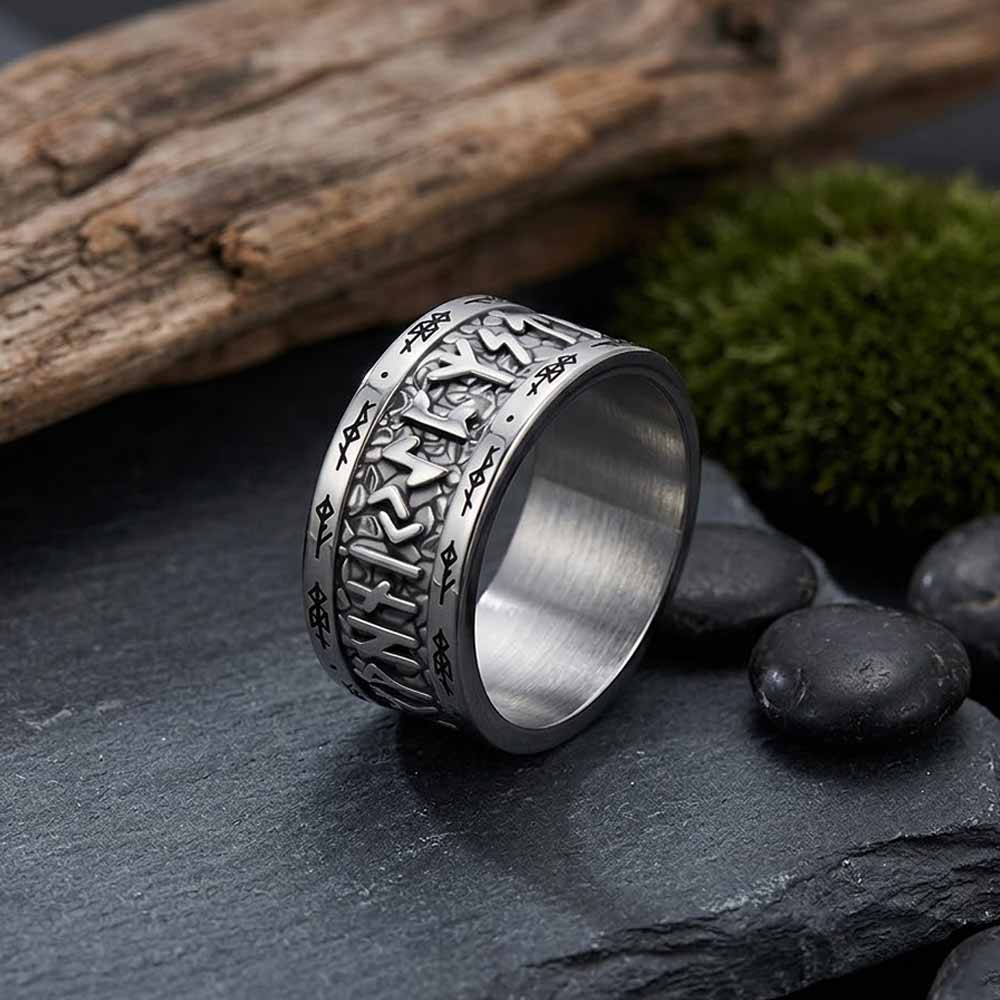 Nordic Viking Rune Stainless Steel Retro Band Ring