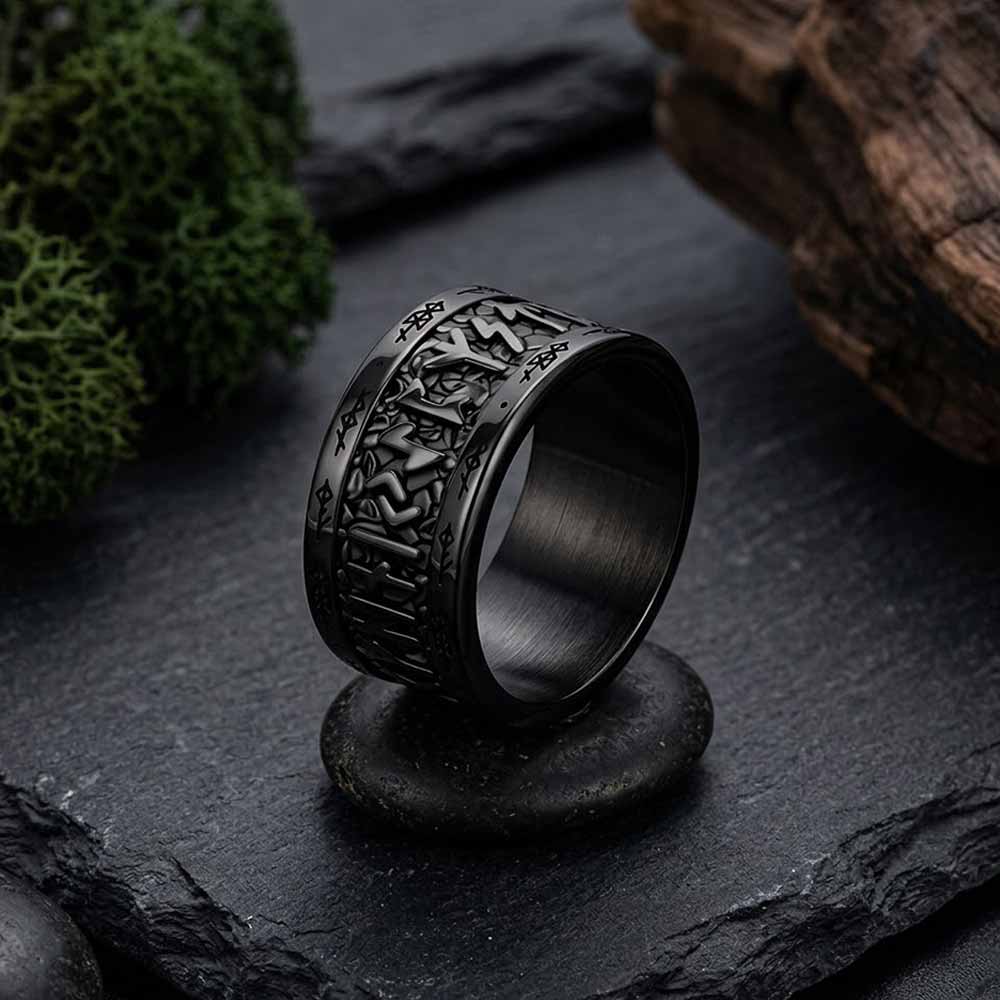 Nordic Viking Rune Stainless Steel Retro Band Ring