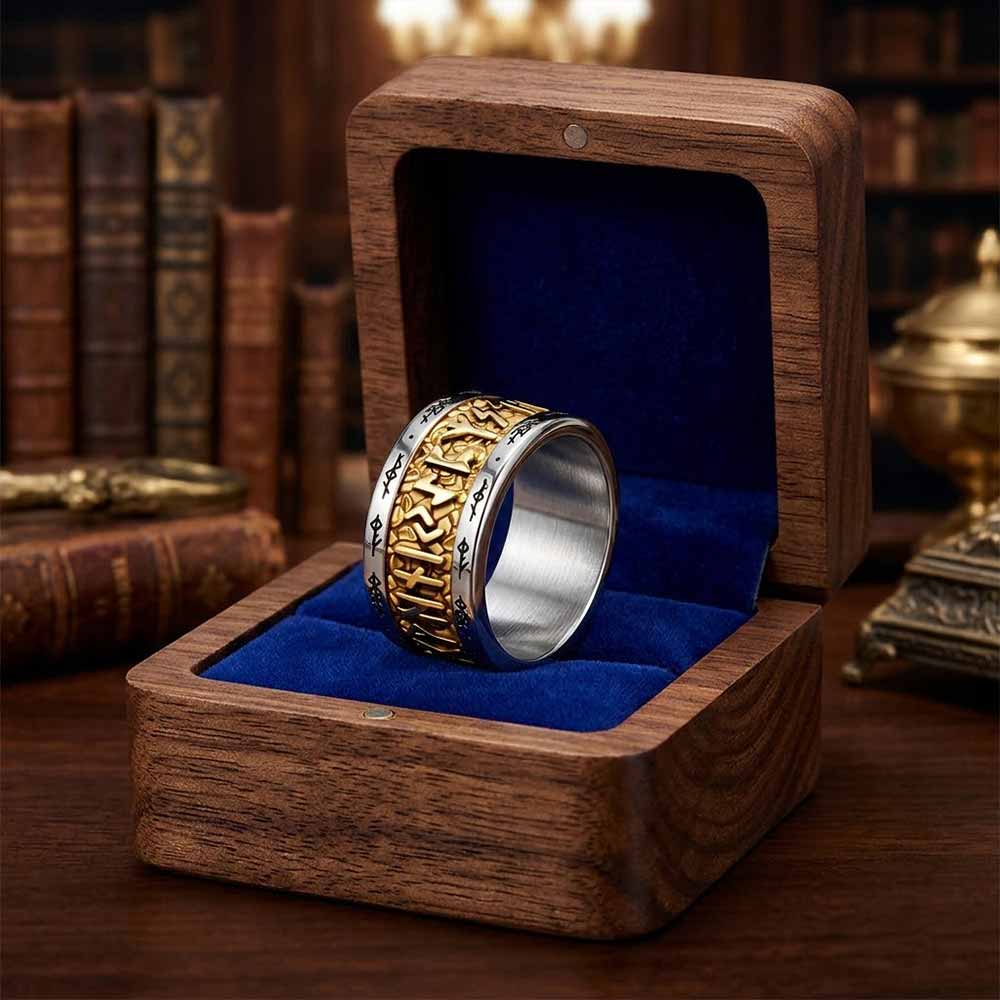 Nordic Viking Rune Stainless Steel Retro Band Ring