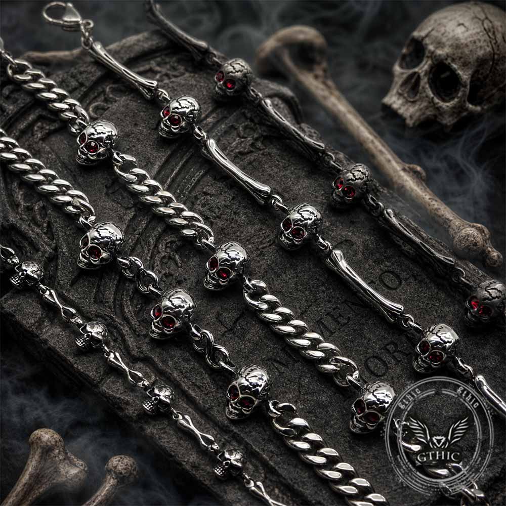 Punk Skull Head Stainless Steel Biker Bracelet