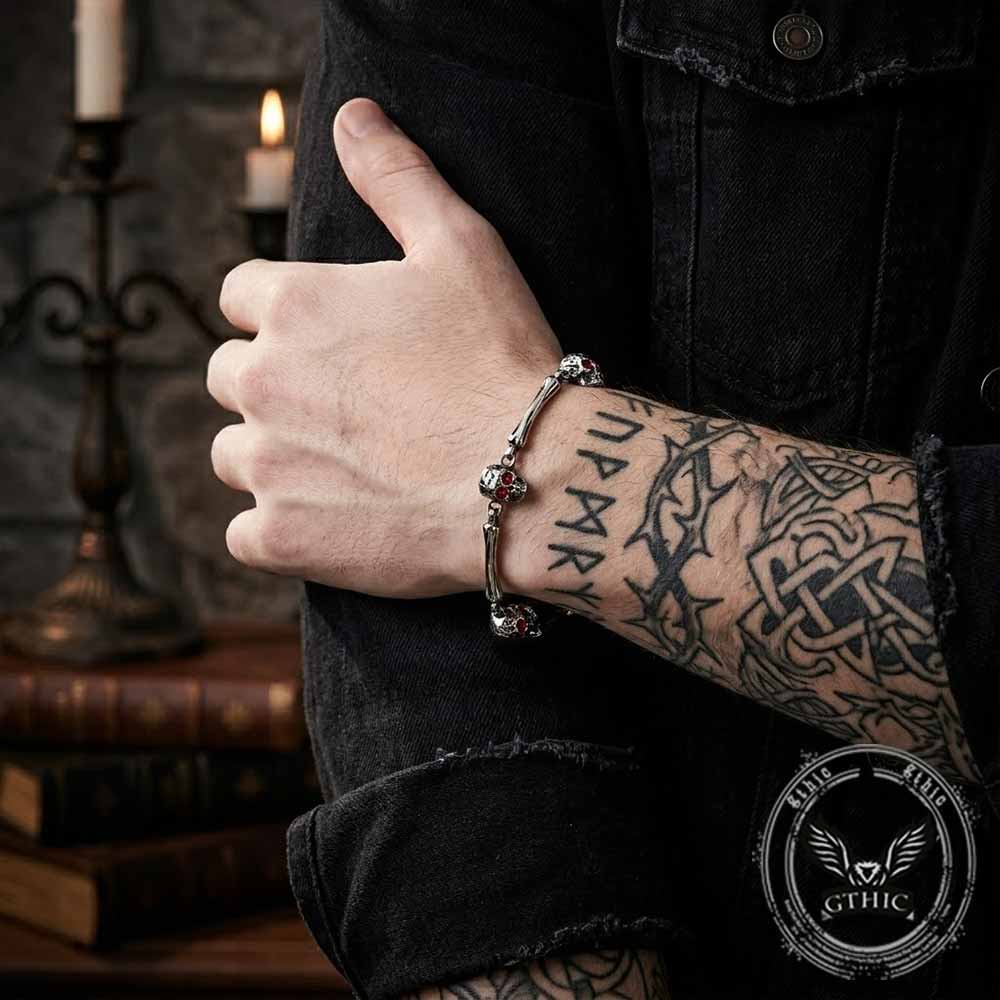 Punk Skull Head Stainless Steel Biker Bracelet