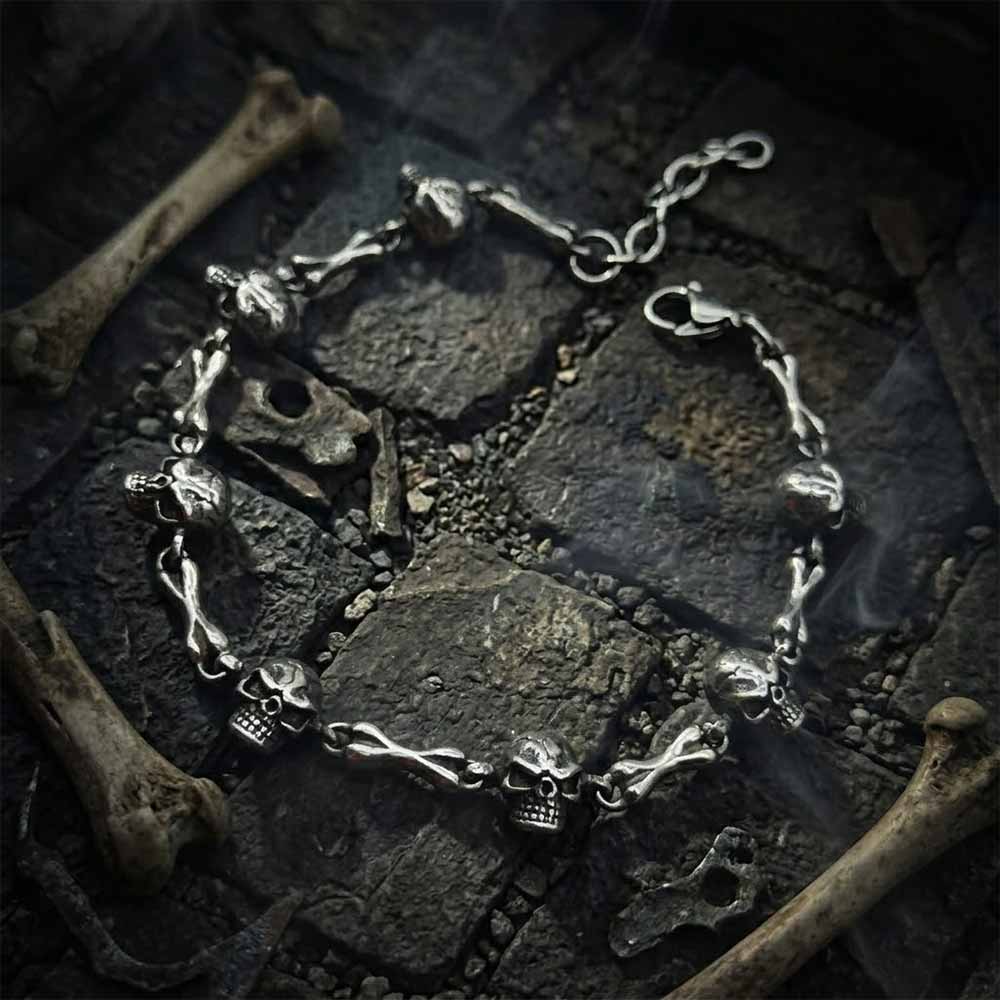 Punk Skull Head Stainless Steel Biker Bracelet