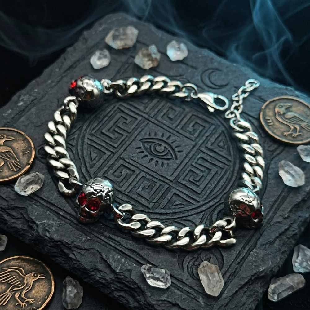 Punk Skull Head Stainless Steel Biker Bracelet